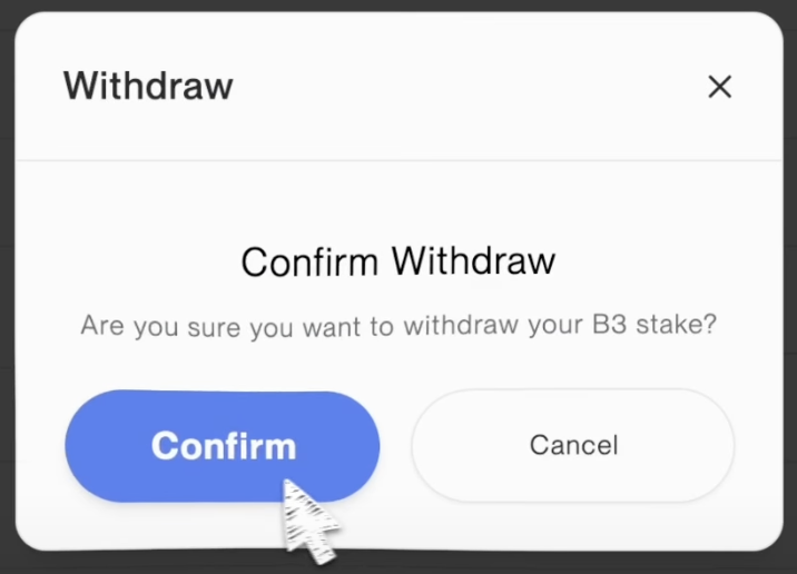 Final withdrawal confirmation dialog