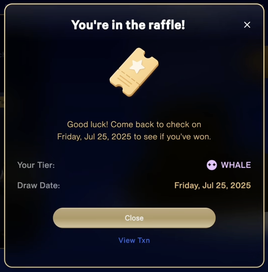 Transaction confirmation for prize pool entry