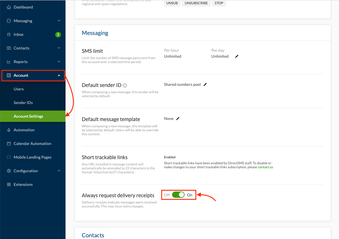 Delivery Receipts Direct SMS