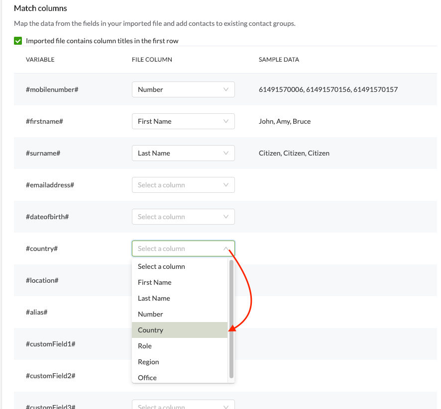Importing Contacts Direct SMS