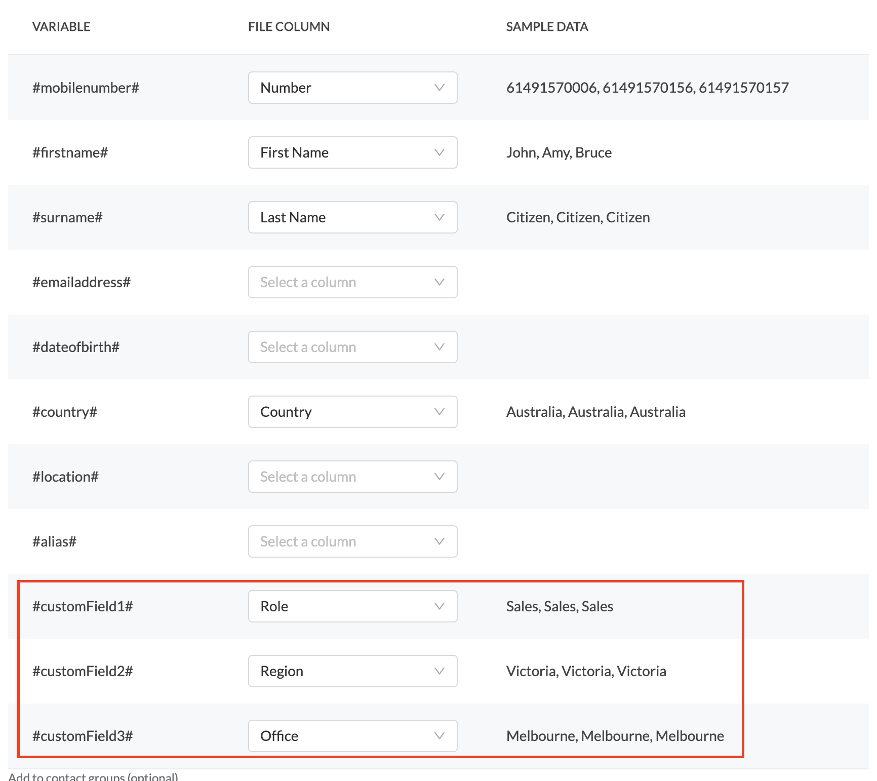 Importing Contacts Direct SMS