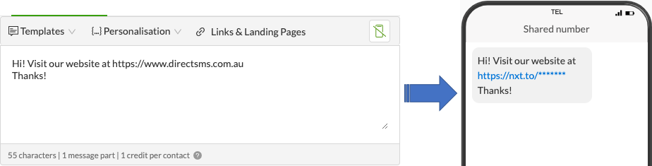 Short Trackable Links (URL Shortener) – Direct SMS