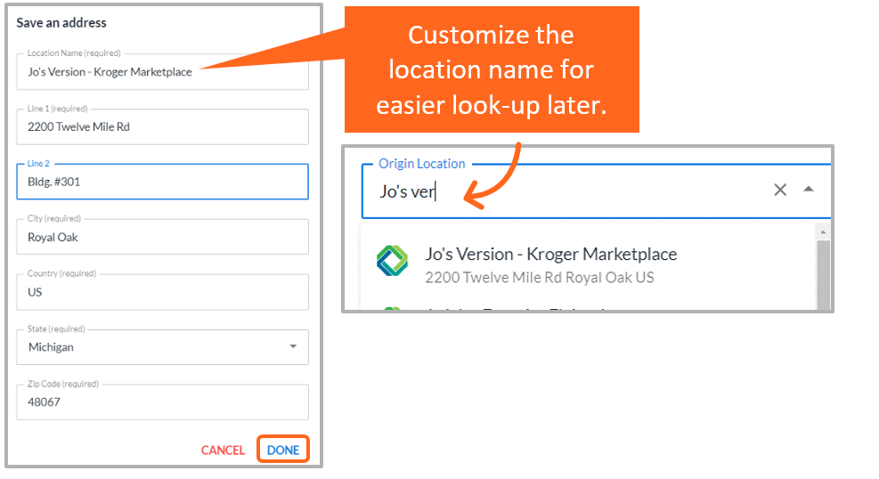 Make changes to the address in the modal window, then click DONE . Your ...