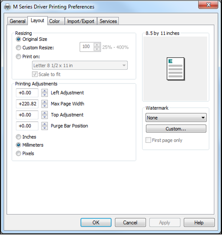 Printer Driver Properties | iJetColor Classic