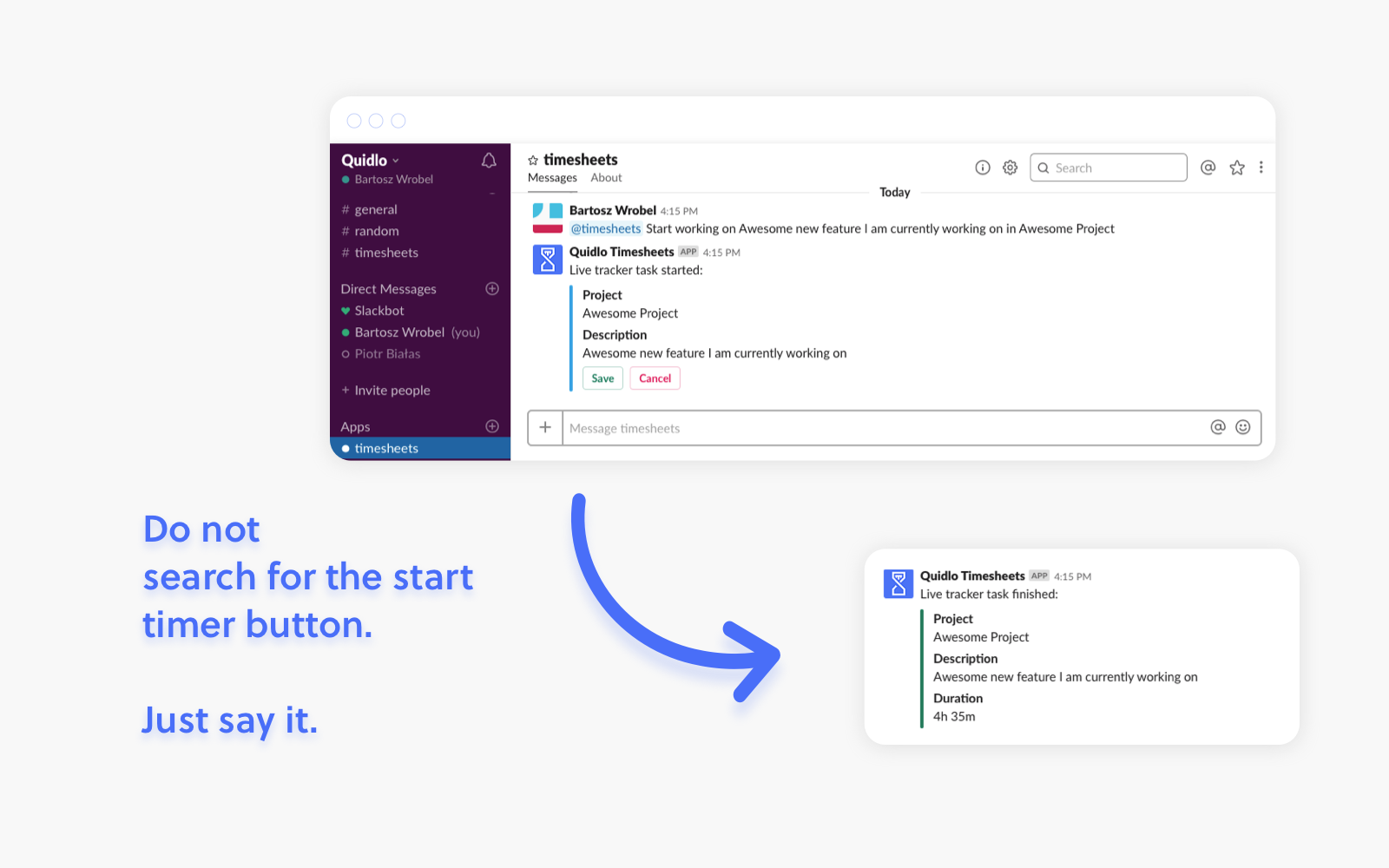 Quidlo Timesheets for Slack Quidlo Timesheets