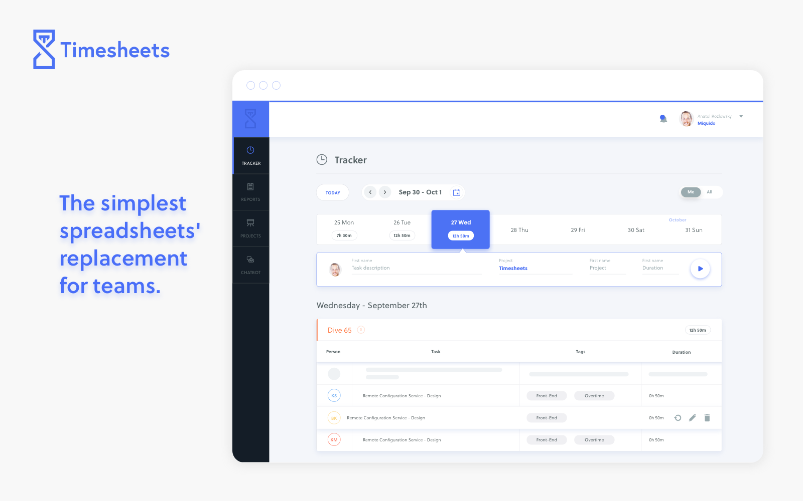 Quidlo Timesheets for Slack Quidlo Timesheets