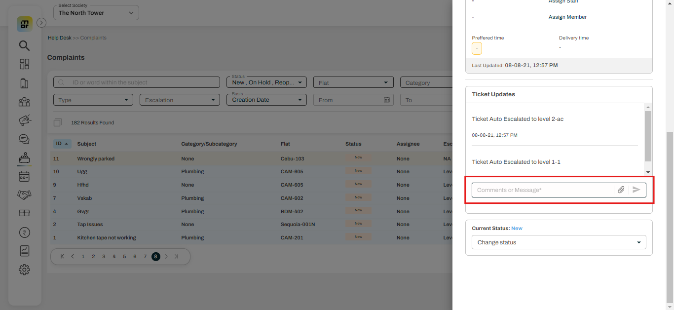 How to add comment to a helpdesk ticket from admin dashboard ? | MyGate ...