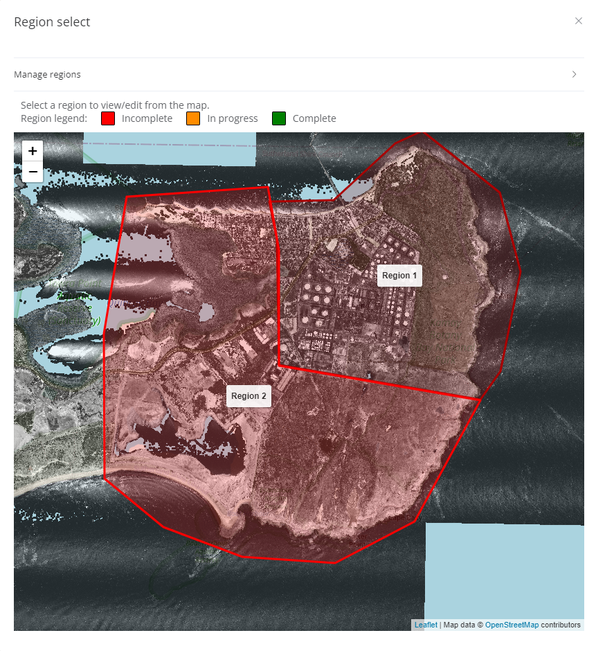 Marking a region as complete