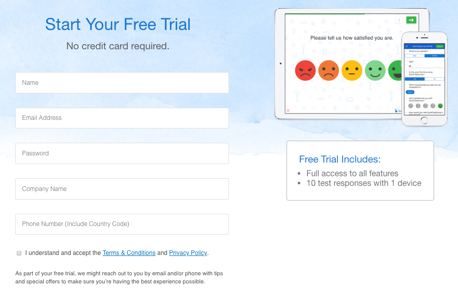 Create An Account Quicktapsurvey