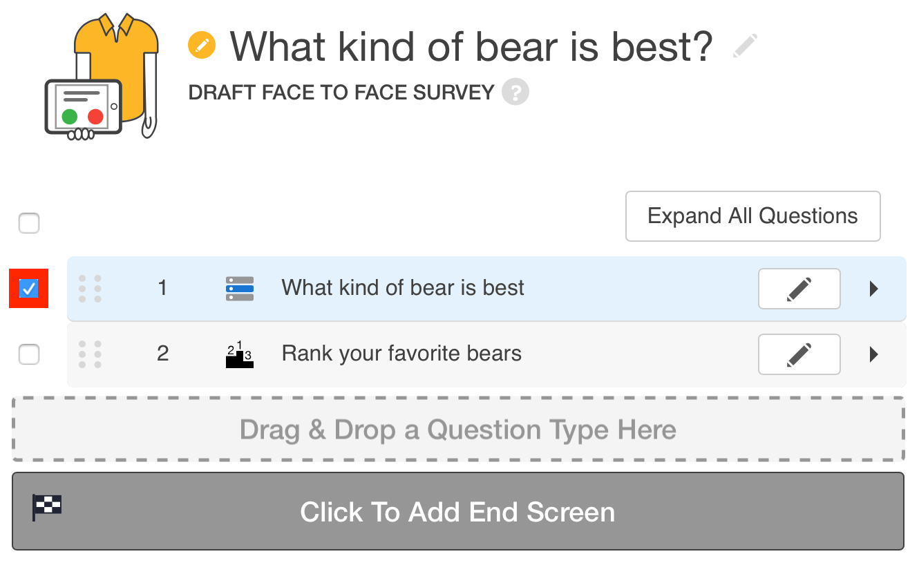 Duplicate a Question QuickTapSurvey