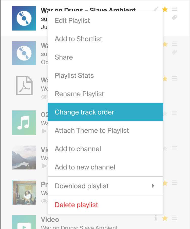 Is there a quick way to change the track order in my playlists? DISCO