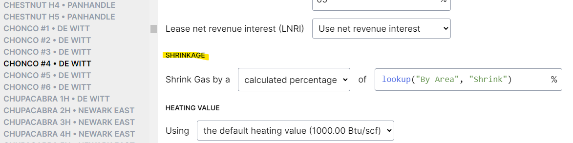 Gas shrinkage