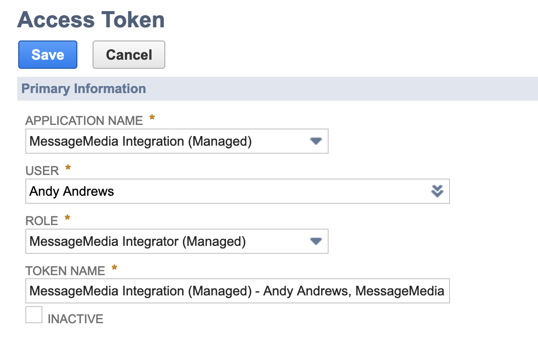 NetSuite Setup Step 5 Creating Tokens for hooks Sinch