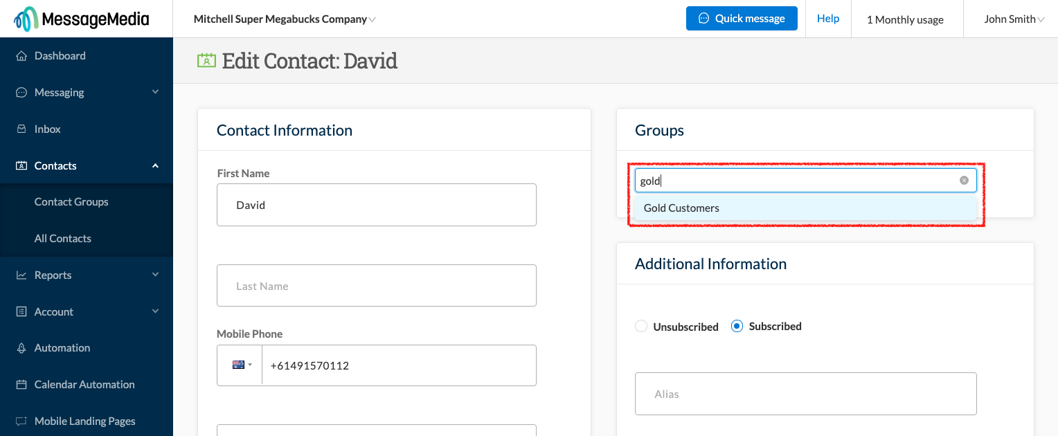 Adding and removing contacts from groups | Notify Now