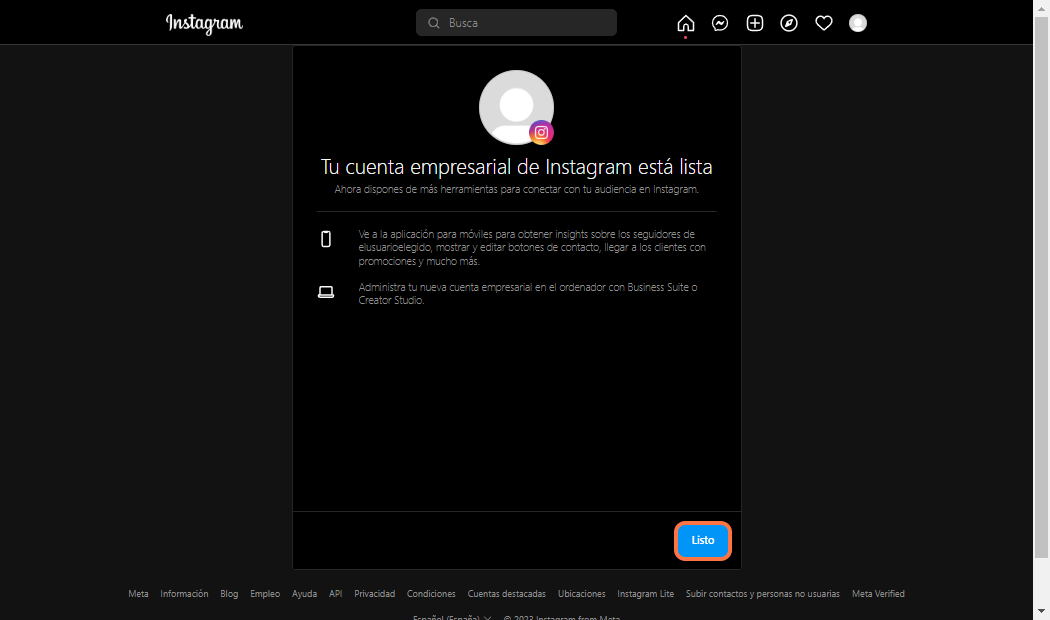 Click on Listo