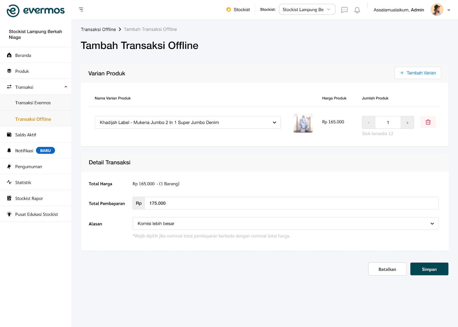 Update Oktober 2022 Pencatatan Transaksi Offline di Stockist Dashboard