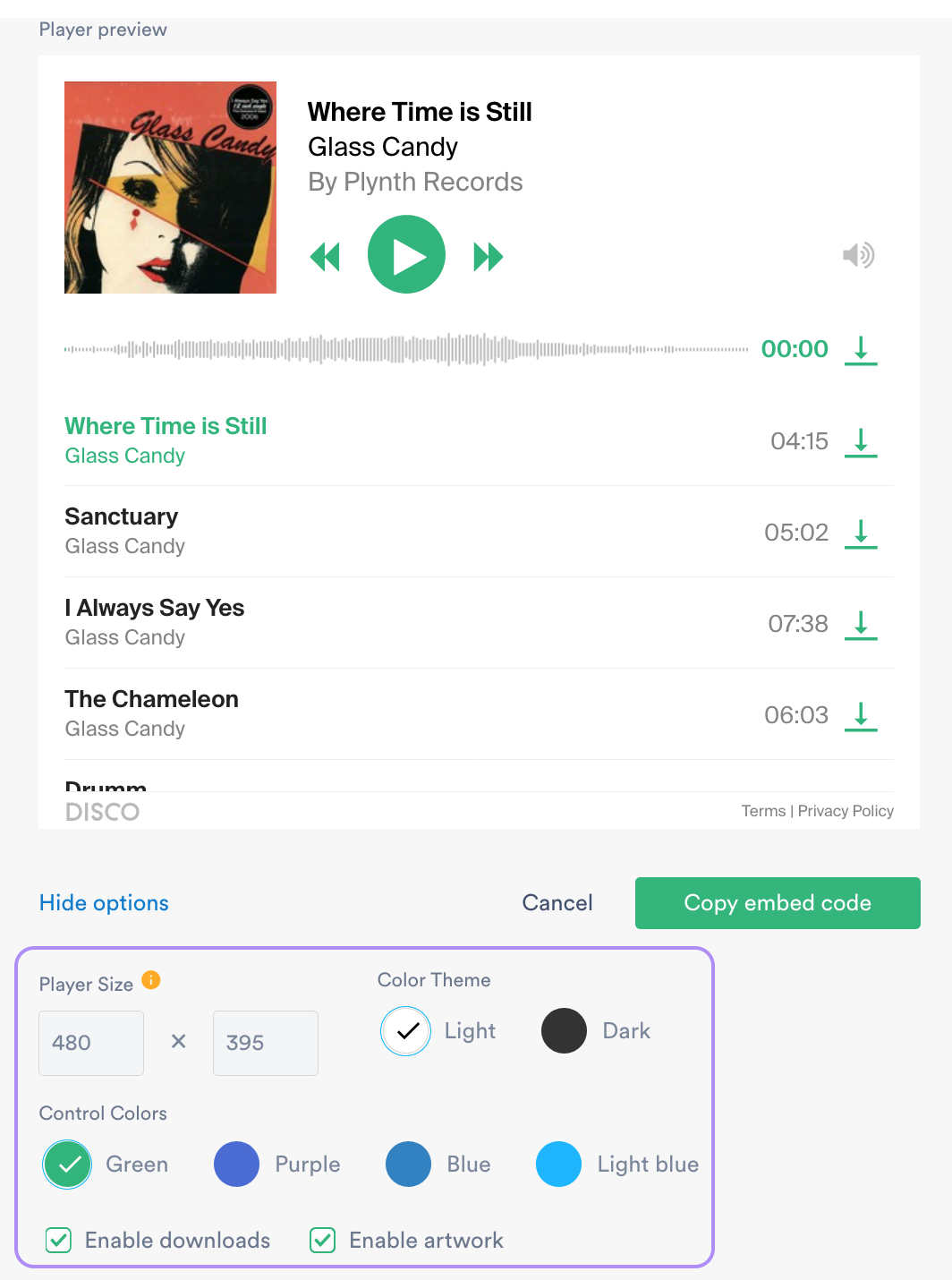 Using DISCO's embeddable player DISCO Help Centre