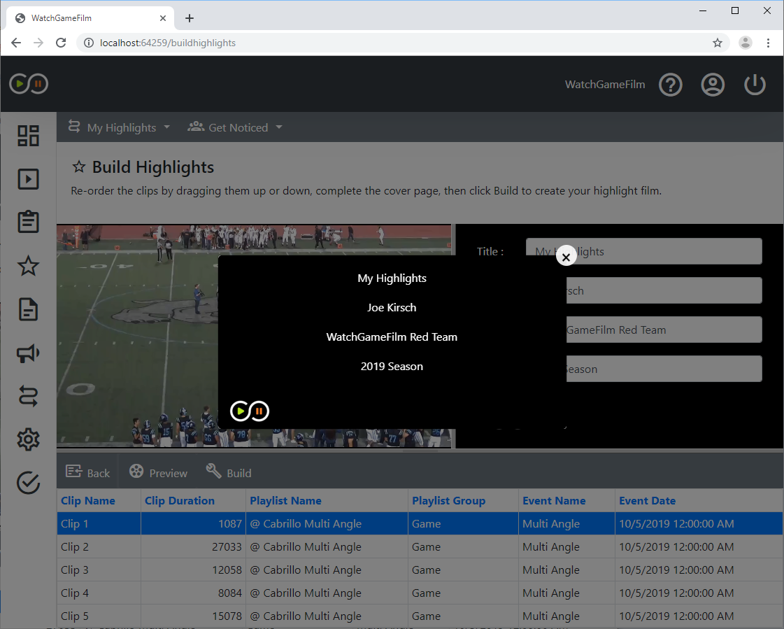 Creating a Highlight Film WatchGameFilm