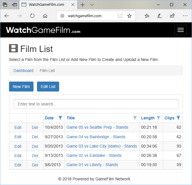 Manage Film WatchGameFilm