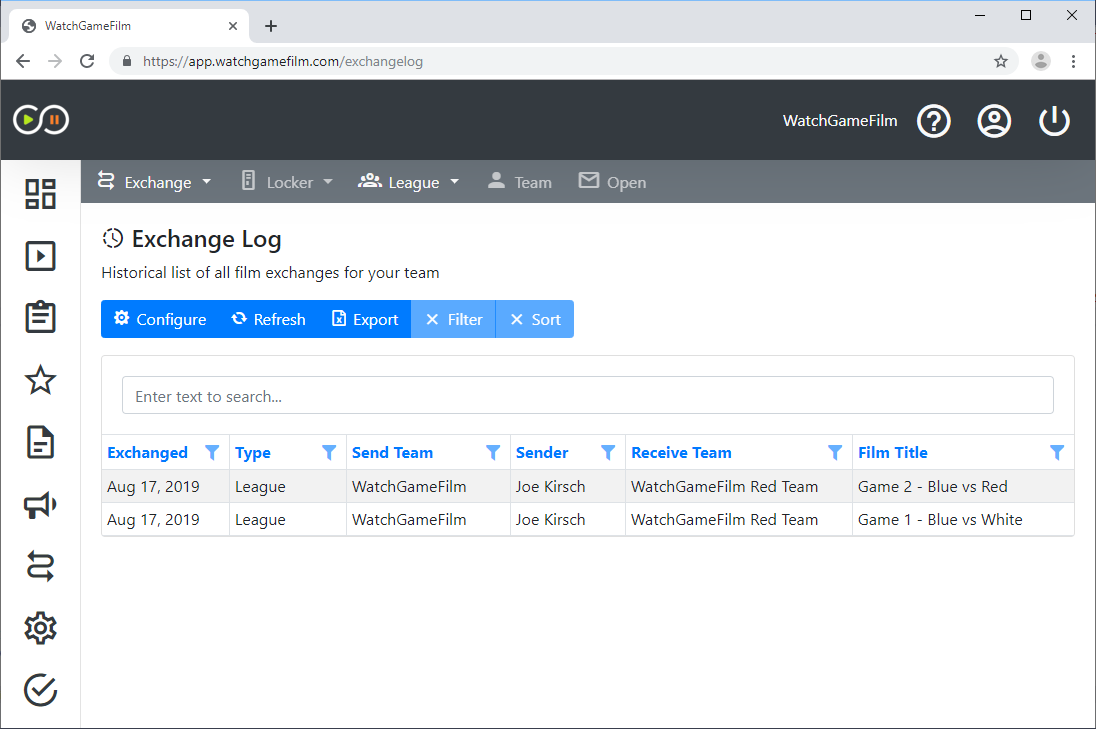 Exchange Log WatchGameFilm