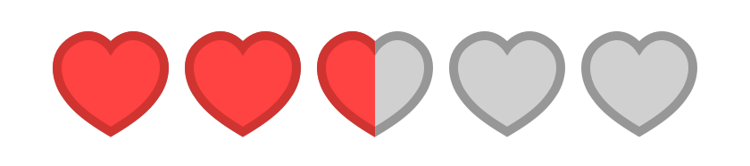 Star rating except it's displaying 2.5 heart icons