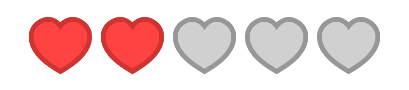 Star rating except it's displaying 2 heart icons