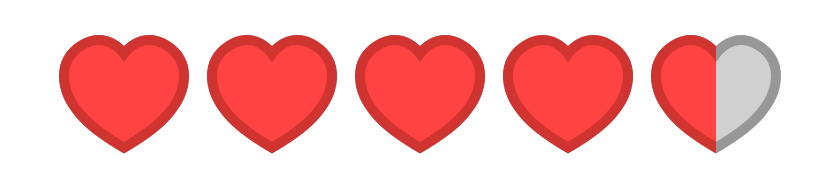 Star rating except it's displaying 4.5 heart icons
