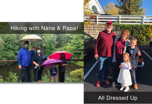 Photo of example captions. One photo is positioned horizontally with a caption on top, the other is positioned vertically with a caption on bottom.