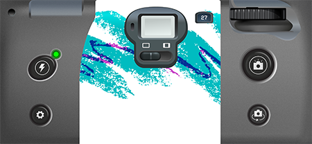 Later Cam 90s #3 camera design with the teal and purple jazz solo cup pattern