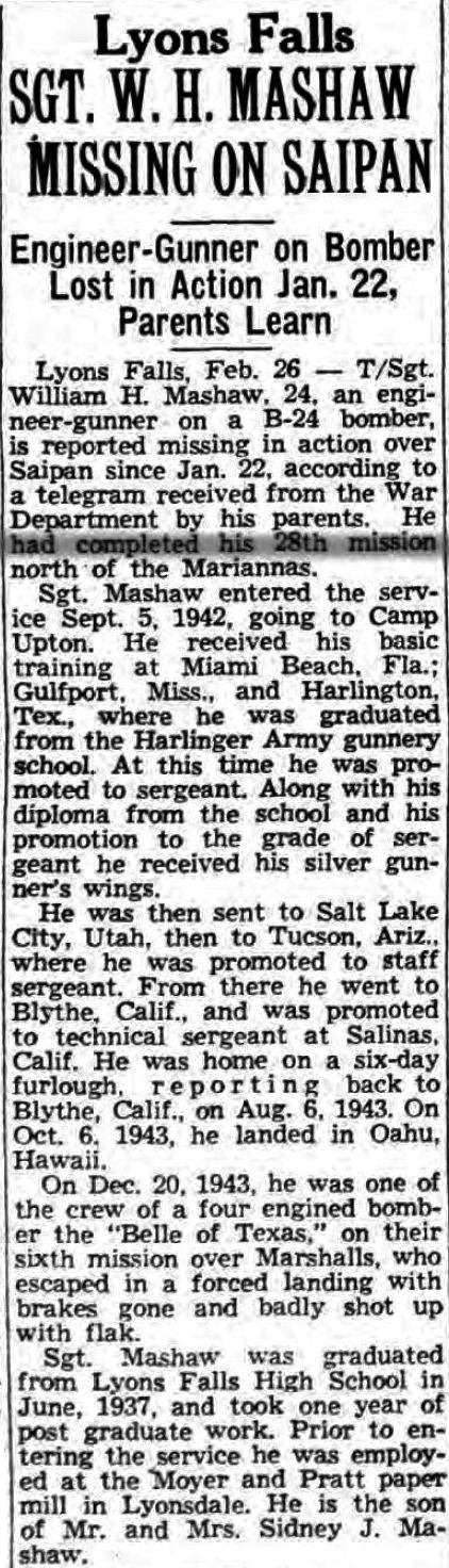 Mashaw  william newspaper