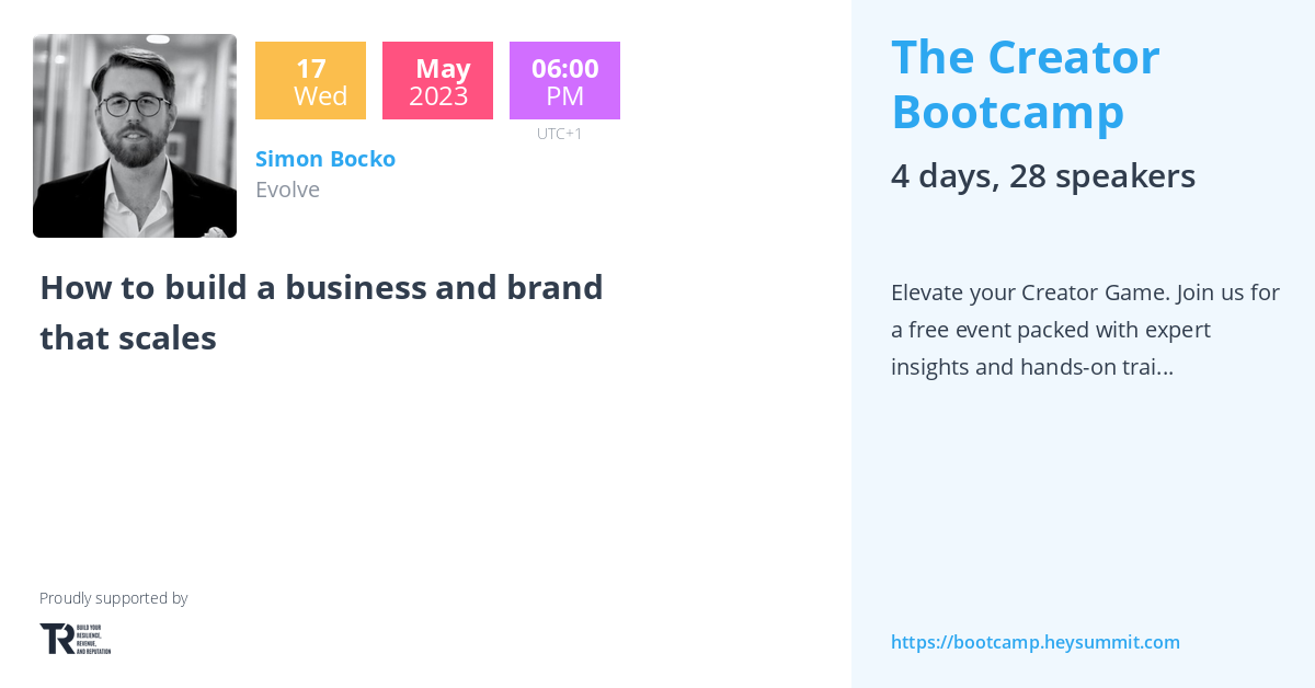 How to build a business and brand that scales The Creator Bootcamp by