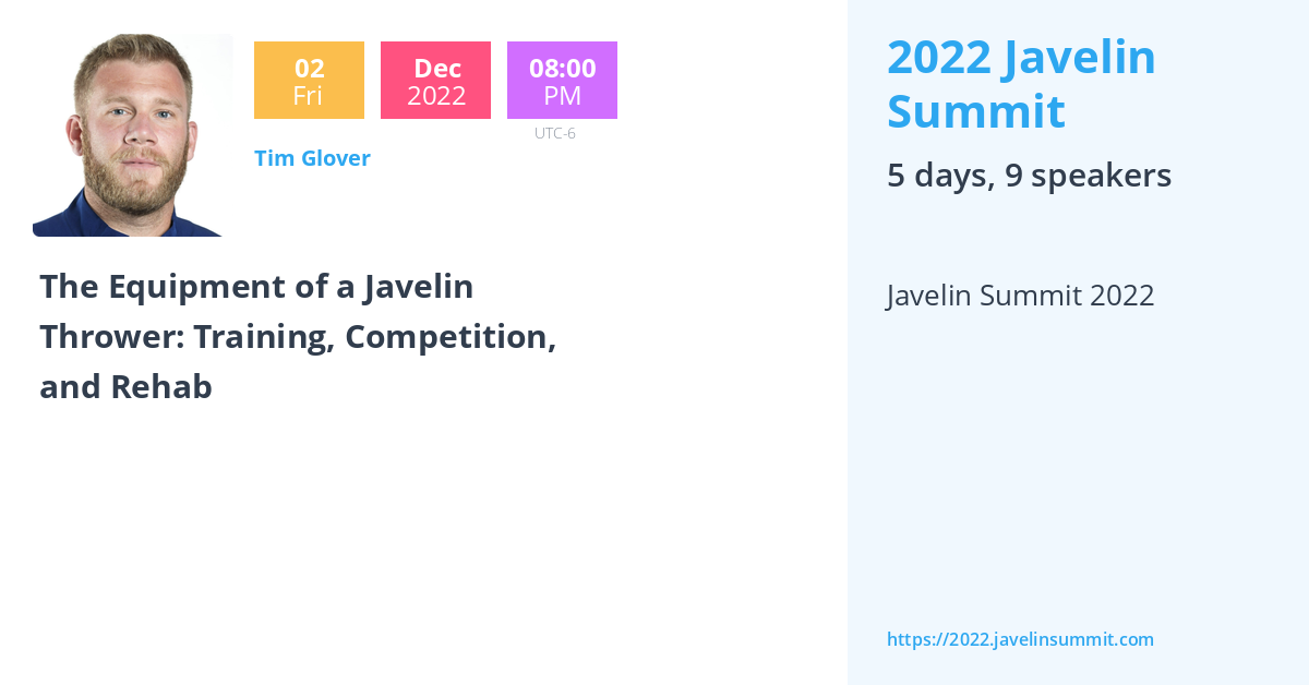 The Equipment of a Javelin Thrower Training, Competition, and Rehab