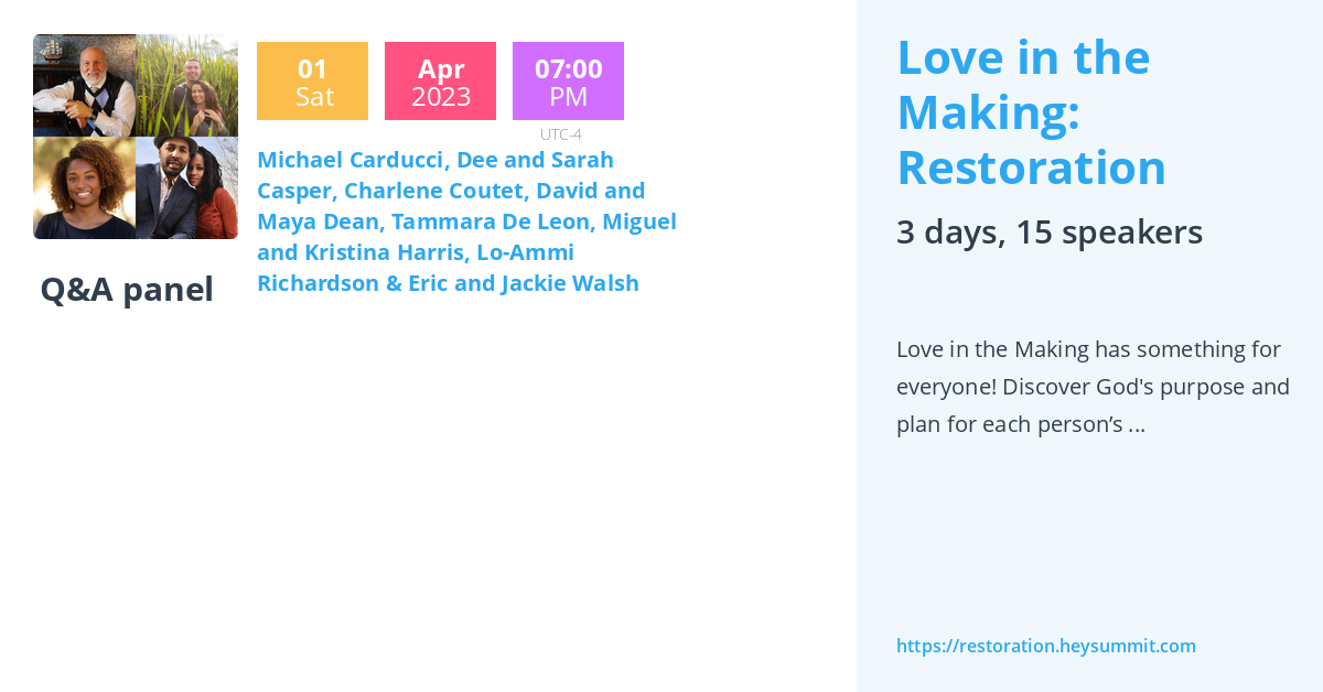 Q&A panel - Love in the Making: Restoration by Love in the Making