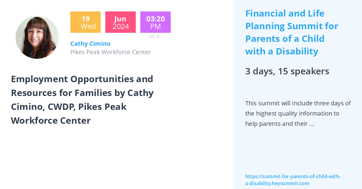 Employment Opportunities and Resources for Families by Cathy Cimino