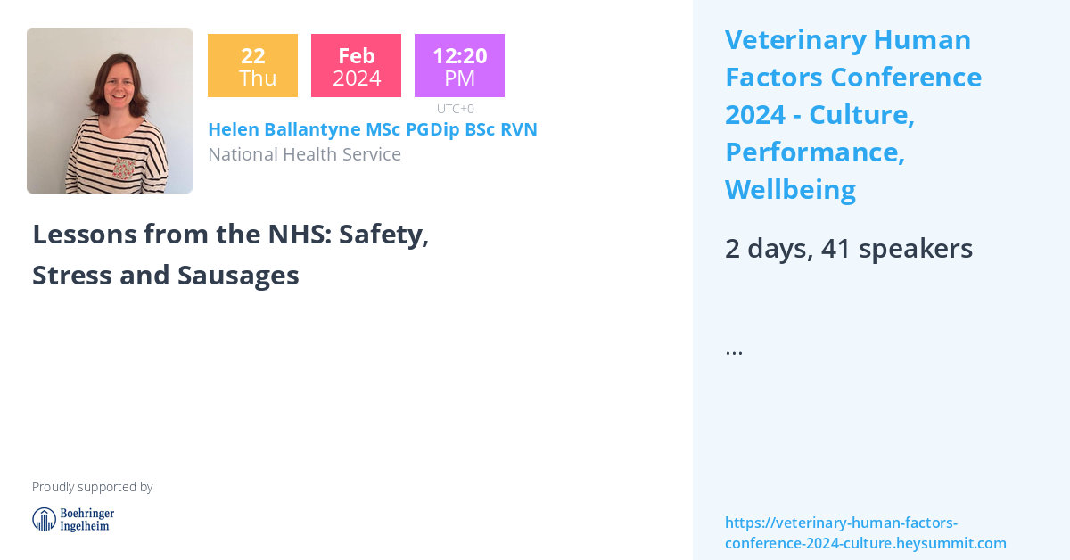 Lessons from the NHS Safety, Stress and Sausages