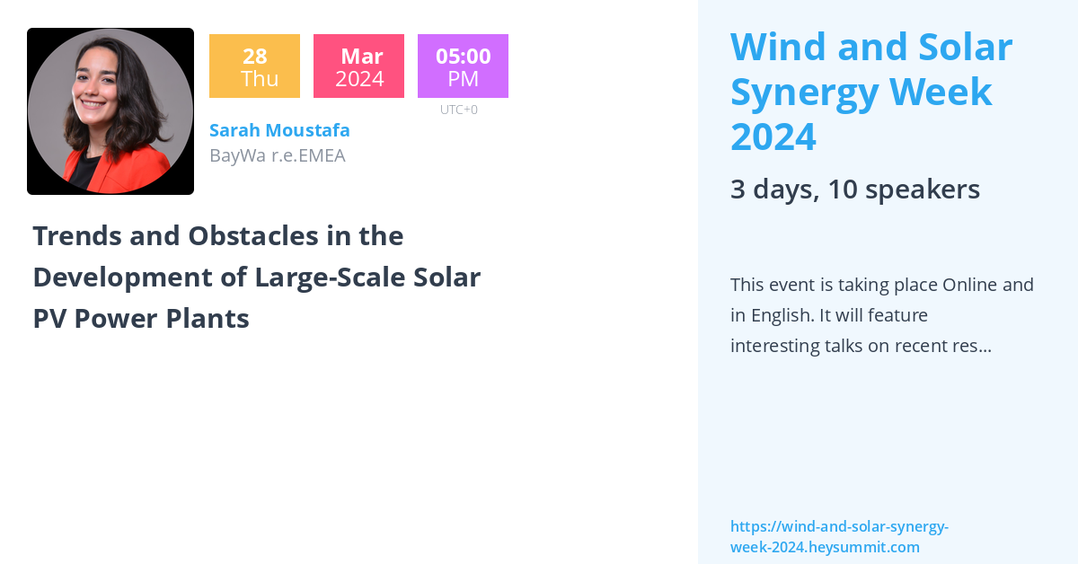 Sarah Moustafa Wind And Solar Synergy Week 2024 By Solar Energy