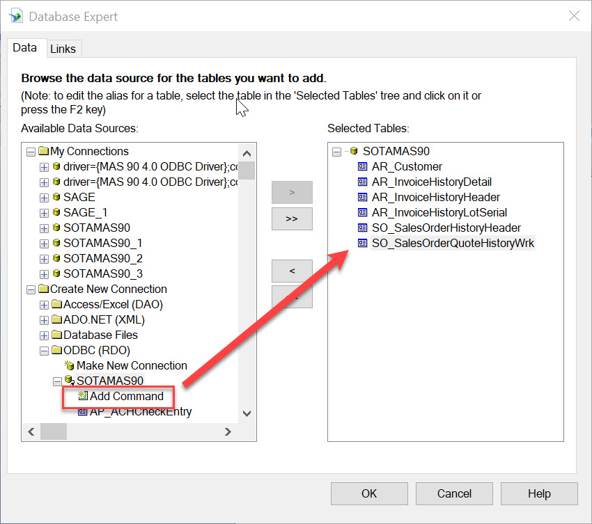 Selecting Add Command