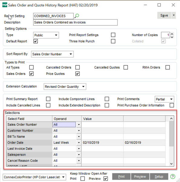 Sales Order and Quote History Report