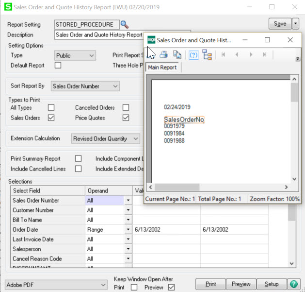 View added to a custom report in  order to speed it up