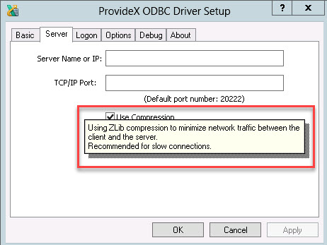 Server Tab - Use Compression option