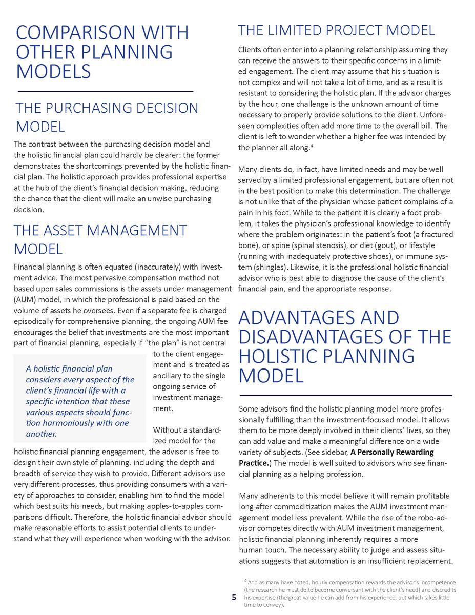 The Holistic Financial Plan White Paper Alliance of Comprehensive