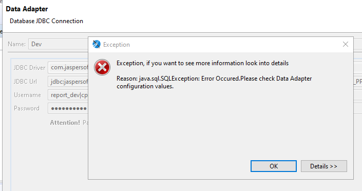 Issue in Data Adaptor in Jaspersoft | Clarity