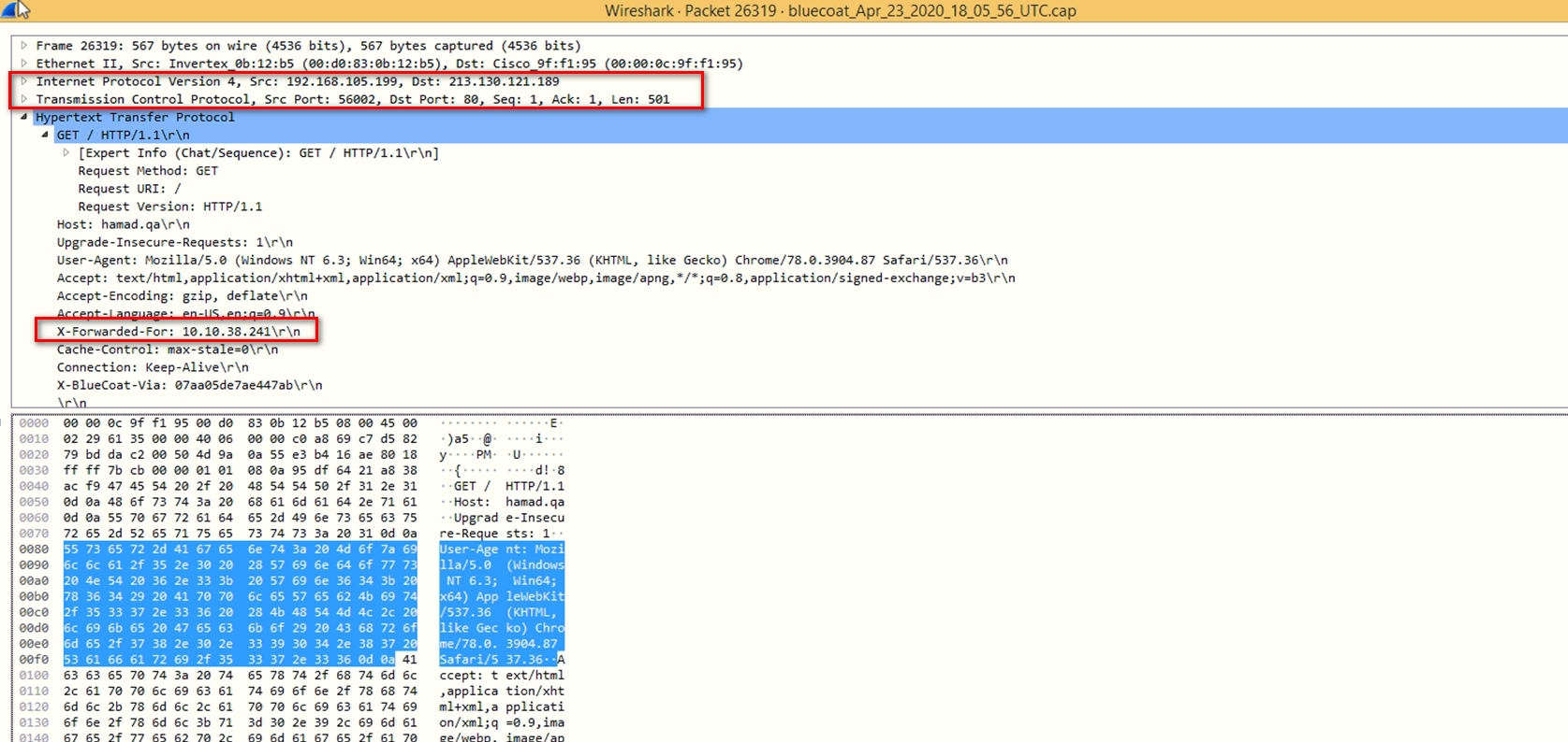 Adding 'xforwardedfor' header in explicit proxy requests ProxySG