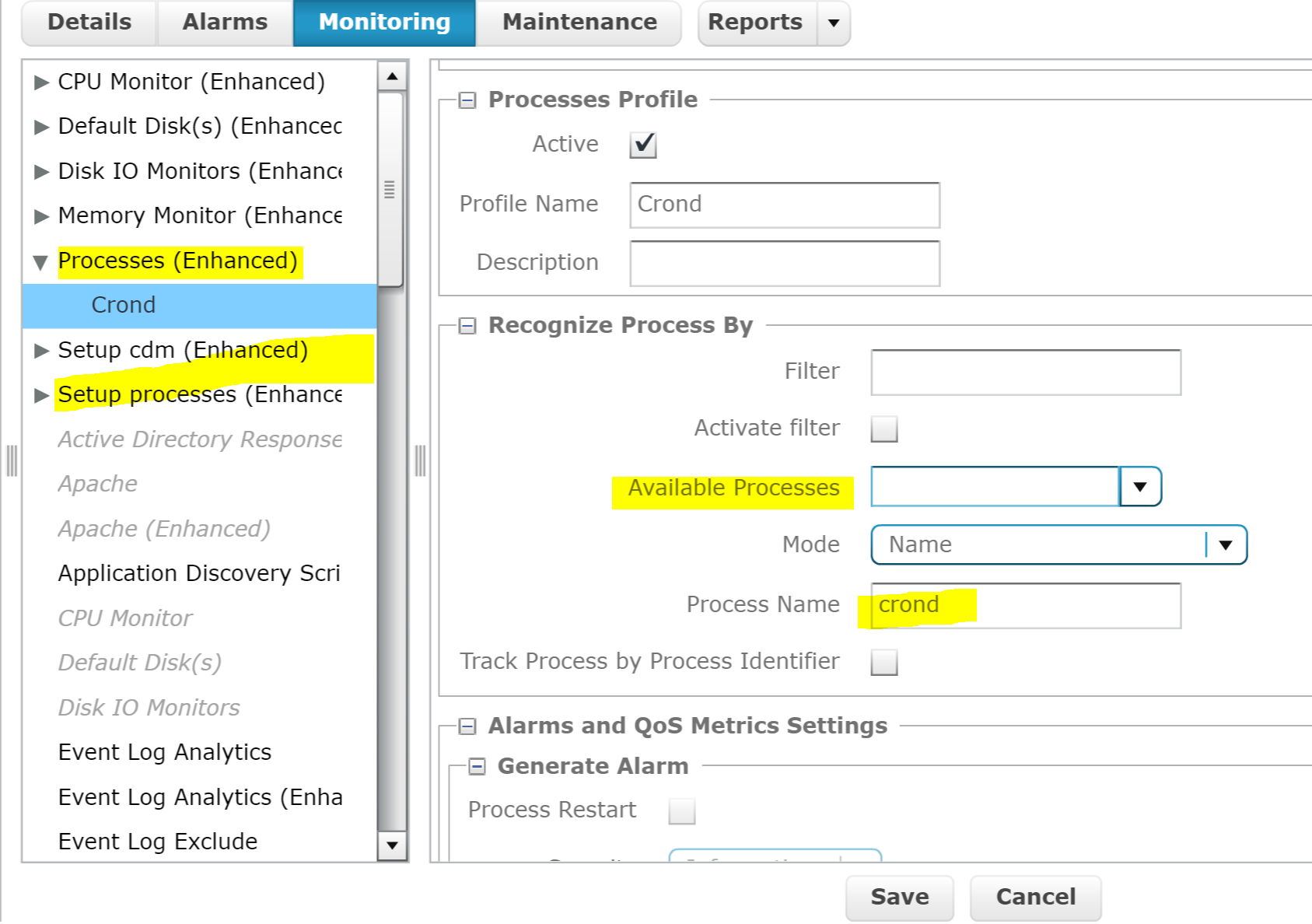 Process monitoring in CA UIM | DX Unified Infrastructure Management