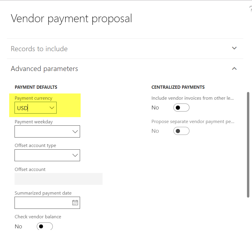 Payment Proposal - Payment Currency