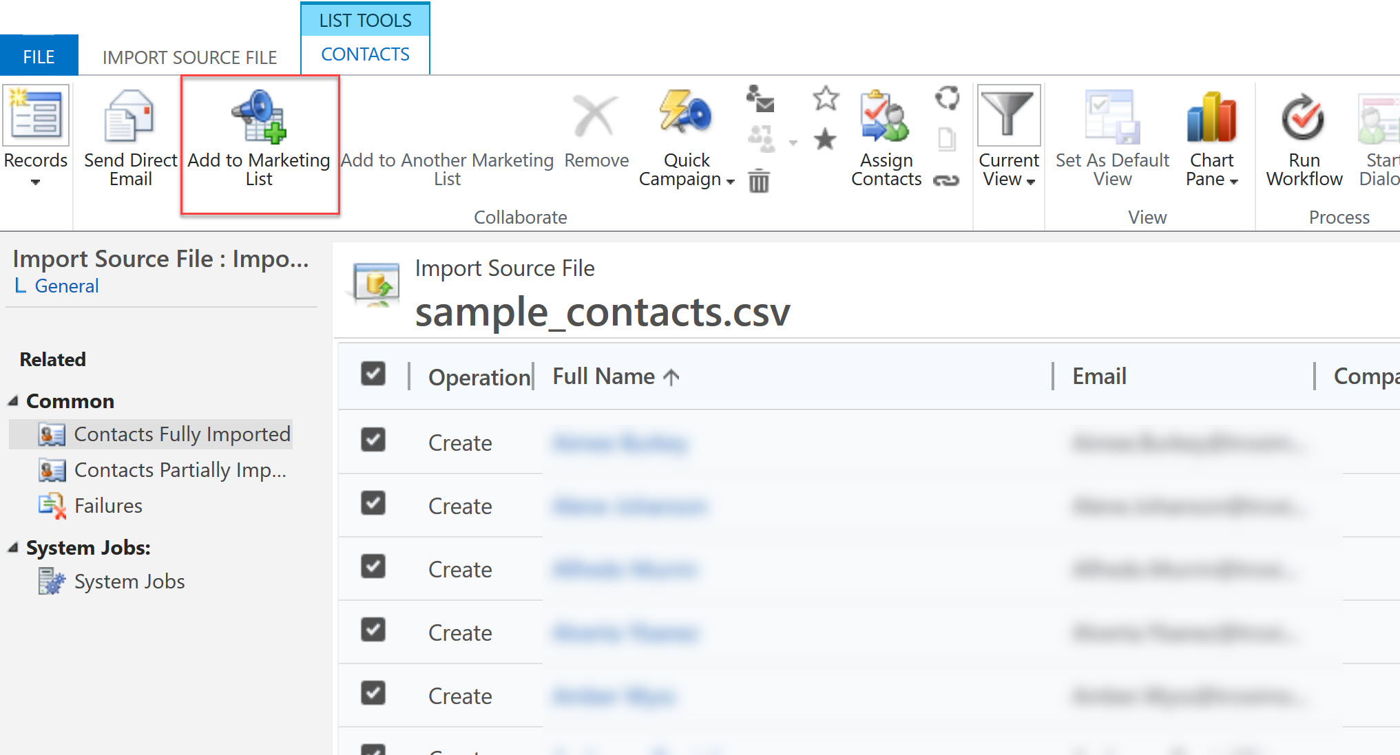 Add Imported Contacts to List