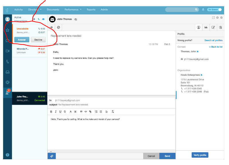 Incoming Call Notification screenshot of UI