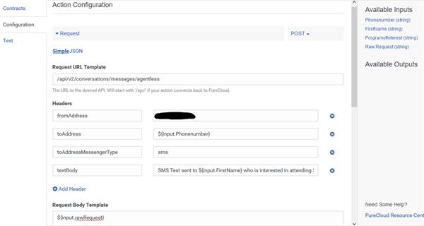 my sms data action settings