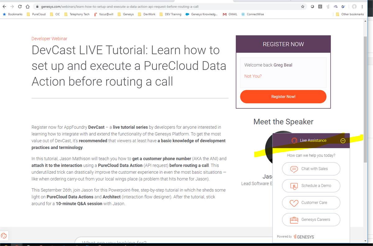 Live Assistance screen shot
