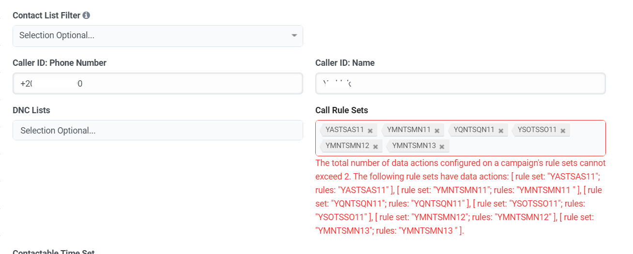 Campaign Configuration Page